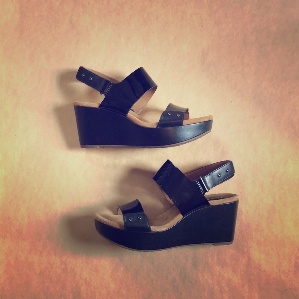 Clark’s Artisan Black Platform Shoes